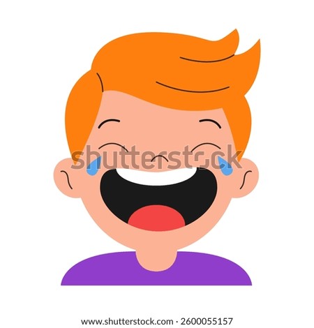 Laughing boy with tears of joy. 