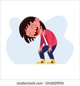 Laughing boy vector illustration in flat style.