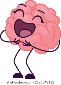 Mascote de desenho animado cerebral. Caractere de humor inteligente