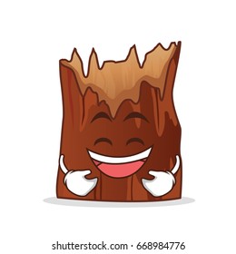 Laughing broken tree cartoon character vector illustration