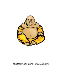 laughing buddha isolated vector with white background