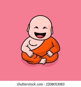 Laughing buddha Mascot cartoon Logo