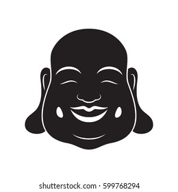 Laughing Buddha In Simple Black Style Isolated On White Background. Created For Mobile, Web, Decor, Print Products, Application.