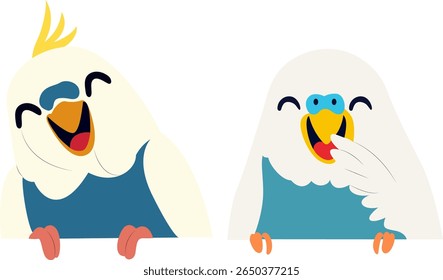 Risos Budgies Desenho animado mão desenhada
