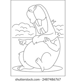 laughing capybara chilling coloring book page for kids or grown adults coloring book mindful relaxation activity