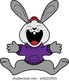 laughing cartoon bunny happy vector