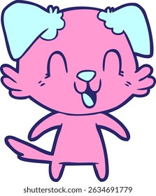 risada de cão de desenho animado em cores neon brilhantes