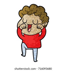 laughing cartoon man rubbing eyes