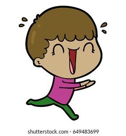 laughing cartoon man running