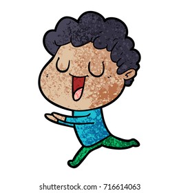 laughing cartoon man running