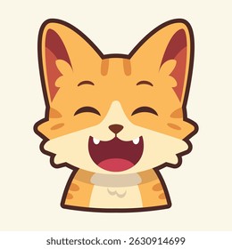 Emoticon Gato Rindo, Adesivo Vetor Ilustração Desenho Animado Gato