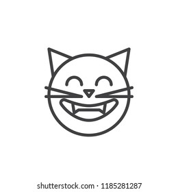 Laughing cat face emoticon outline icon. linear style sign for mobile concept and web design. Smiling cat emoji simple line vector icon. Symbol, logo illustration. Pixel perfect vector graphics