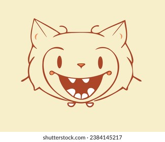 Laughing cat hand drawn vector. Cute laughing cat mascot style cartoon - hand drawing with minimal graphic vector illustration.