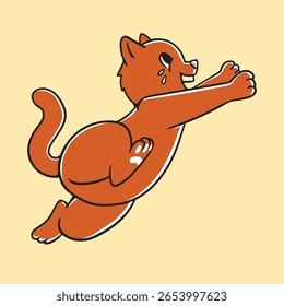 Laughing Cat While Running Playfully