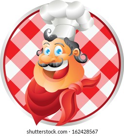 laughing chef portrait table cloth