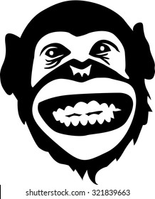 Laughing chimpanzee head