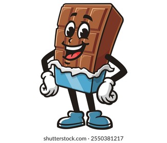 Laughing Chocolate Bar Cartoon Mascot Illustration Character Vector Clip-art Hand-drawn Logo Design