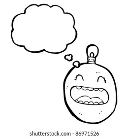 laughing christmas tree bauble decoration with thought bubble