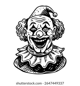 Laughing personagem palhaço, ilustração estilo vintage