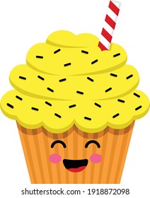 Diseño plano del personaje de la tarta de la copa de risas