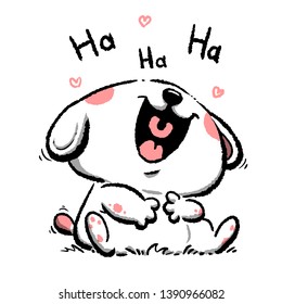 laughing cute animal funny dog illustration vector drawing sketch doodle of character design set