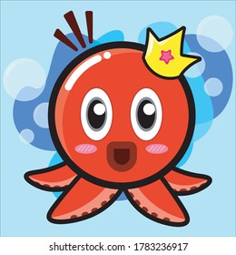 Laughing Cute Octopus Vector - Little Octopus