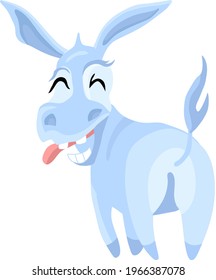 The laughing donkey. Cartoon blue donkey, rear view. A child's donkey.The donkey turned his ass