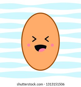 Laughing egg icon design in kawaii cute style.