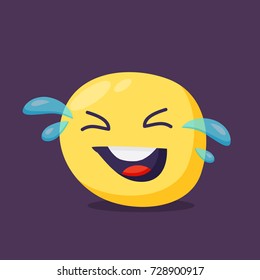 Laughing emoji character. Vector flat style.