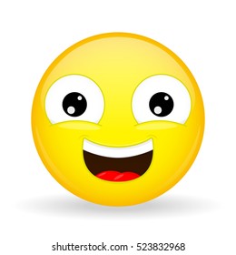 Laughing emoji. Emotion of happiness. Sweet smile emoticon. Cartoon style. Vector illustration smile icon.
