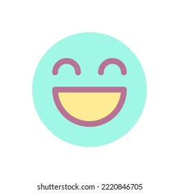 Laughing emoji flat color ui icon. Feelings expression. Joke reaction. Online communication. Simple filled element for mobile app. Colorful solid pictogram. Vector isolated RGB illustration