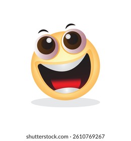 Laughing emoji, happy laugh and smile emoticon vector illustration
