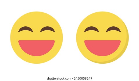 Laughing emoji icon with closed eyes in flat style. Laugh emoticon sign symbol