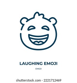 Laughing Emoji Icon. Linear Vector Illustration From Emoji Collection. Outline Laughing Emoji Icon Vector. Thin Line Symbol For Use On Web And Mobile Apps, Logo, Print Media.