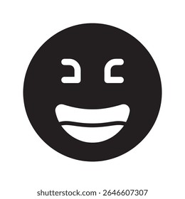 Laughing emoji icon representing a happy emotion a big smile and joy a funny face character for a positive expression in a chat message vector solid glyph icon