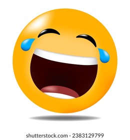 Laughing emoji on white background, vector illustration. IJBOL emoticon