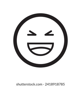 Laughing emoji outline linear icon for UI design. Feelings expression. Online communication. GUI, UX design. Outline isolated user interface element for app and web.