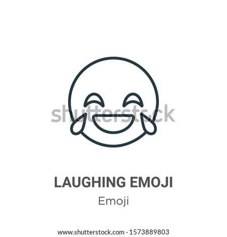 Laughing emoji outline vector icon. Thin line black laughing emoji icon, flat vector simple element illustration from editable emoji concept isolated on white background