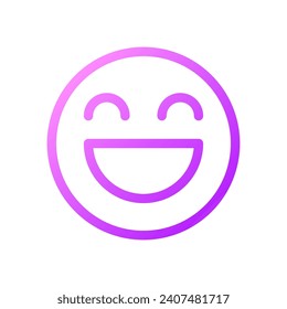 Laughing emoji pixel perfect gradient linear ui icon. Feelings expression. Online communication. Line color user interface symbol. Modern style pictogram. Vector isolated outline illustration