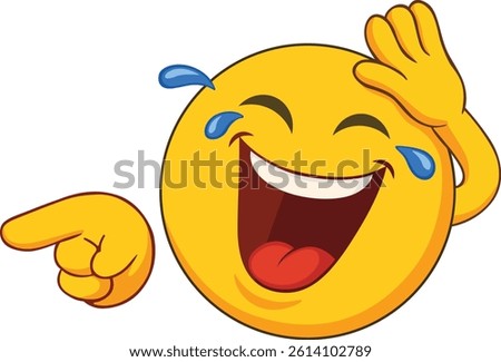 Laughing Emoji Pointing and Crying with Laughter - Funny Cartoon Illustration