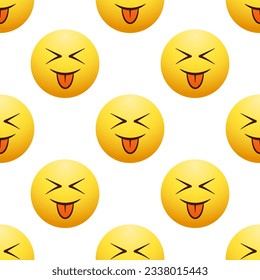 Laughing emoji seamless pattern. Vector elements on white background. Best for textile, mobile apps, UI and web design.