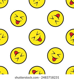 Laughing emoji seamless pattern. Vector elements on white background. Best for textile, mobile apps, UI and web design.