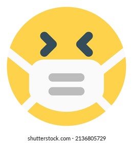 Laughing emoji with squint eyes wearing the mask