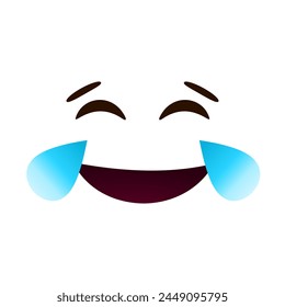 Laughing emoji with tears and closed eyes. High quality emoticon on white background.