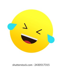 Laughing emoji with tears, joyous emoticon. Happy expression. Vector illustration. EPS 10.