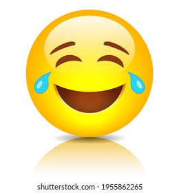 Laughing emoji vector cartoon illustration isolated on white background