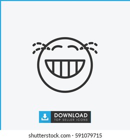 laughing emot icon. Simple outline laughing emot vector icon. On white background.