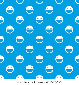 Laughing emot pattern repeat seamless in blue color for any design. Vector geometric illustration