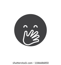 Laughing Emoticon covering his mouth with hand vector icon. filled flat sign for mobile concept and web design. simple solid icon. Symbol, logo illustration. Pixel perfect vector graphics