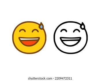 Laughing emoticon in doodle style isolated on white background